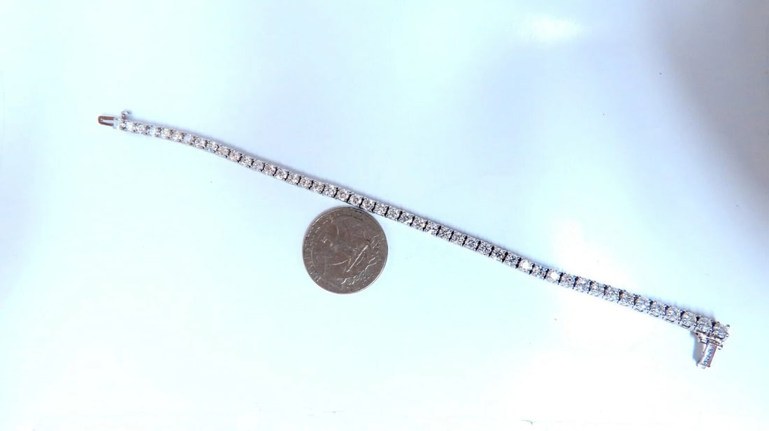 6.02 carat natural round diamonds link tennis bracelet 14kt gold** - 7