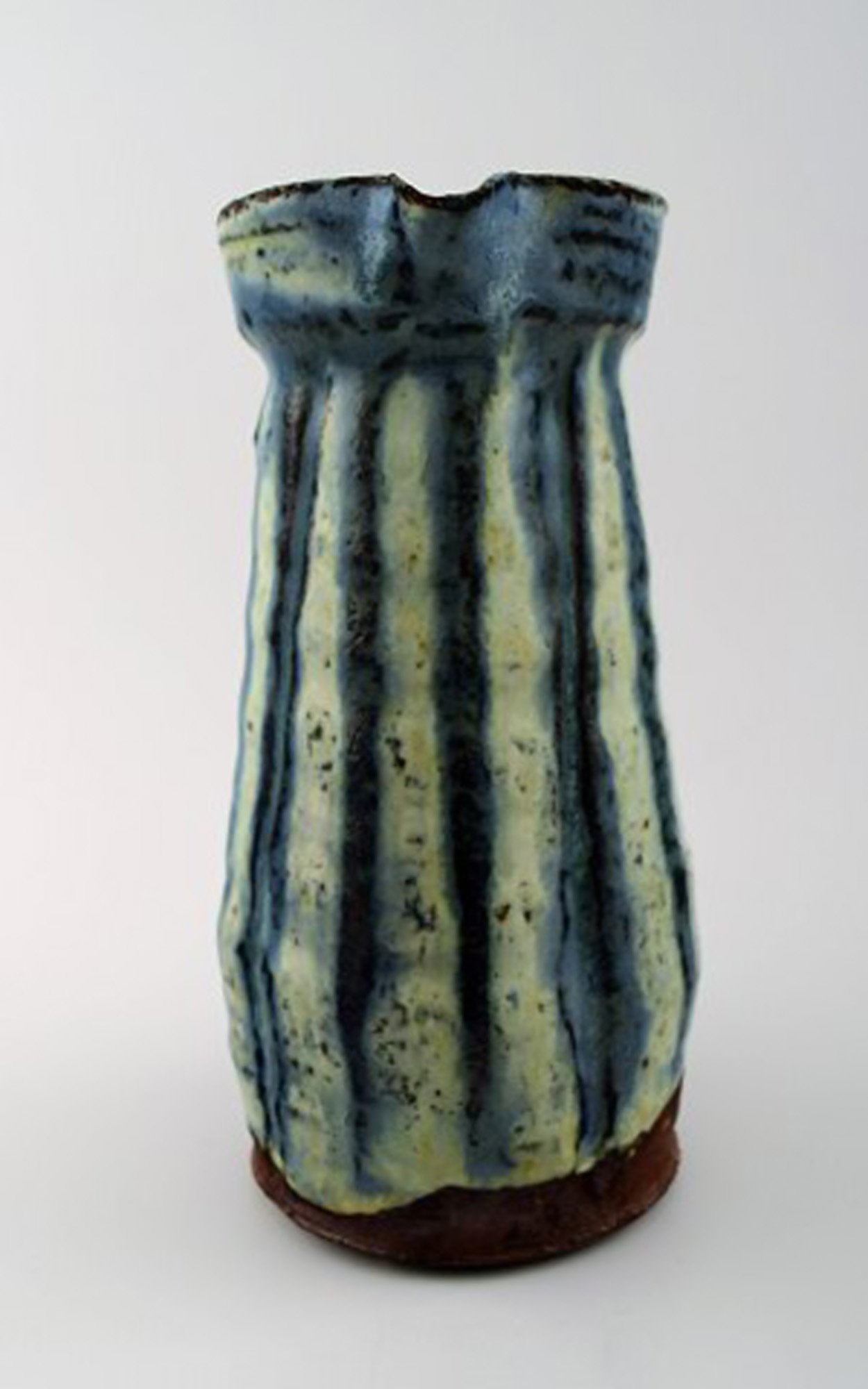 Ulla Hansen (born 1953) own studio. Unique Pottery Jug. Denmark mid 20 c. design. - 2