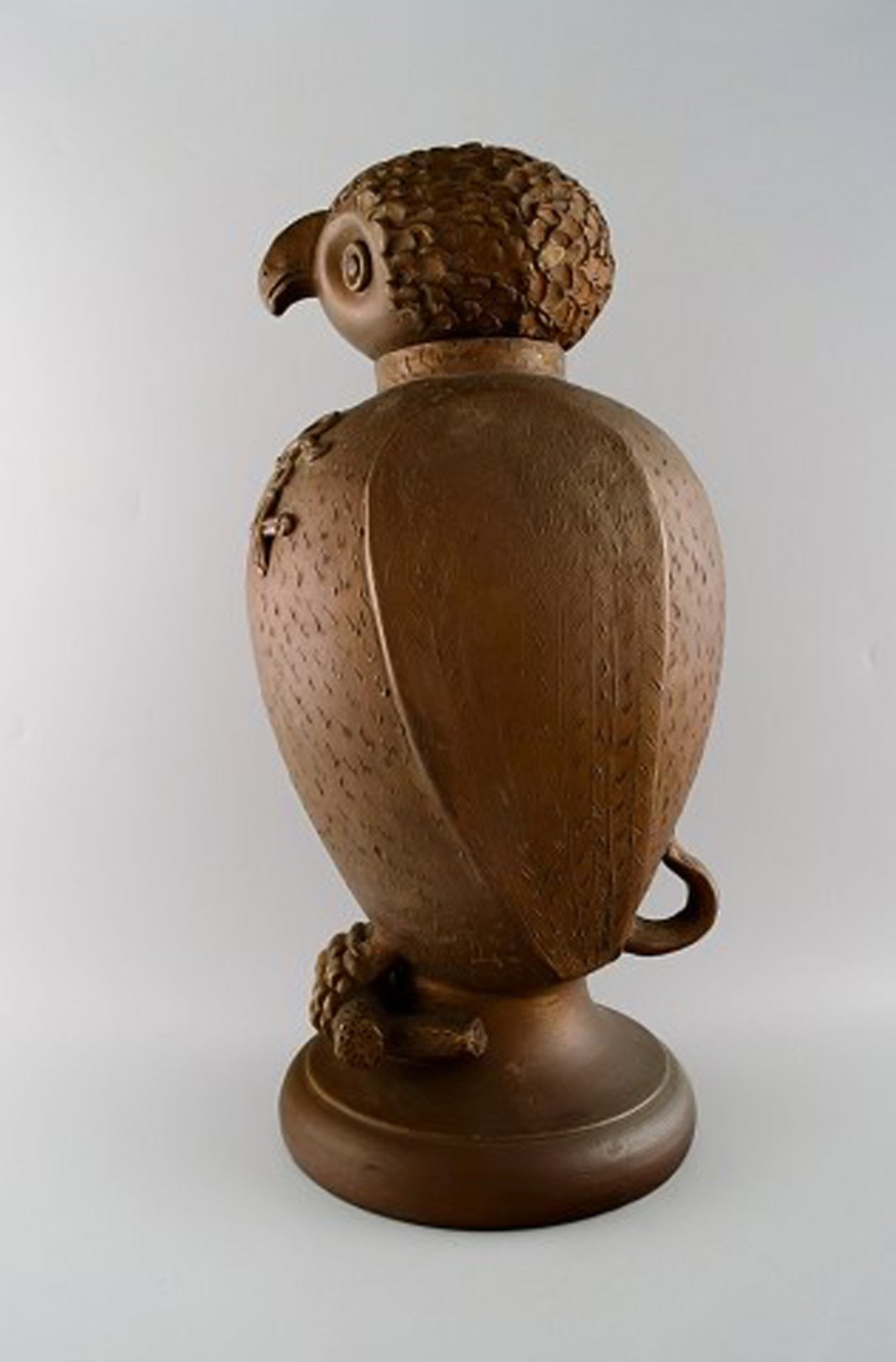 Large Danish Skotterup owl with removable head of glazed earthenware. - 2