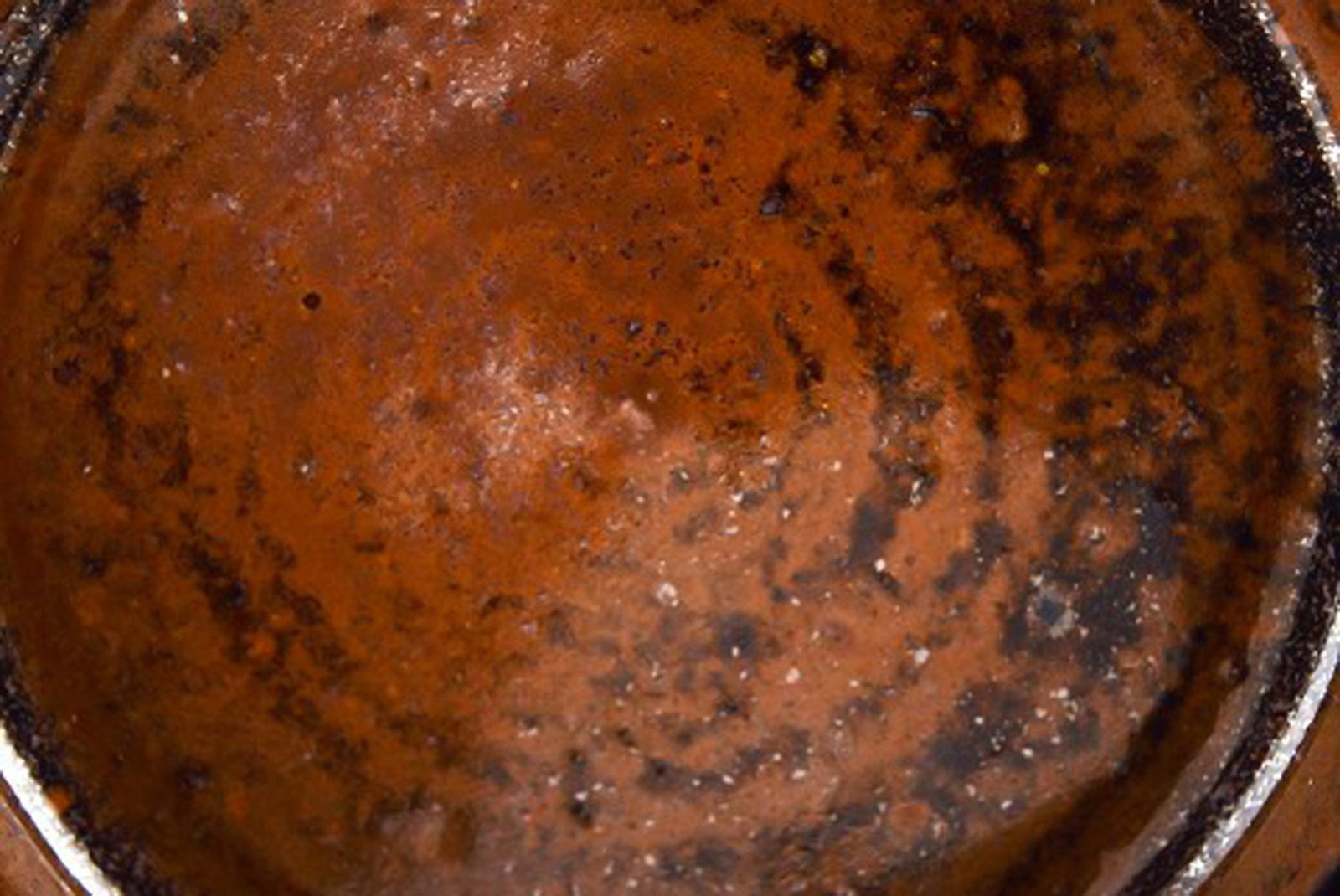 Helle Allpass (1932-2000). Low bowl of raw and glazed stoneware in brown shades. 1960 / 70's. - 5