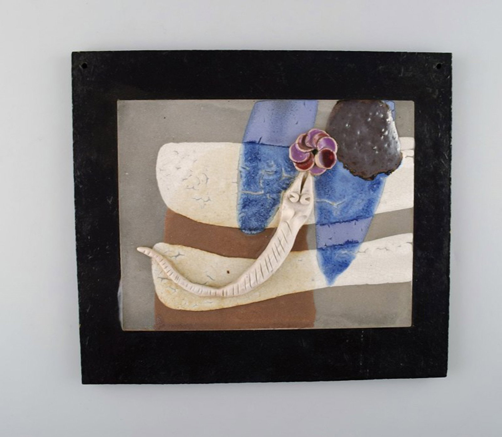 Ivy Lysdal, b. 1937. Danish ceramist and painter. Unique wall relief in ceramics from 1972. Abstract (1 of 4)