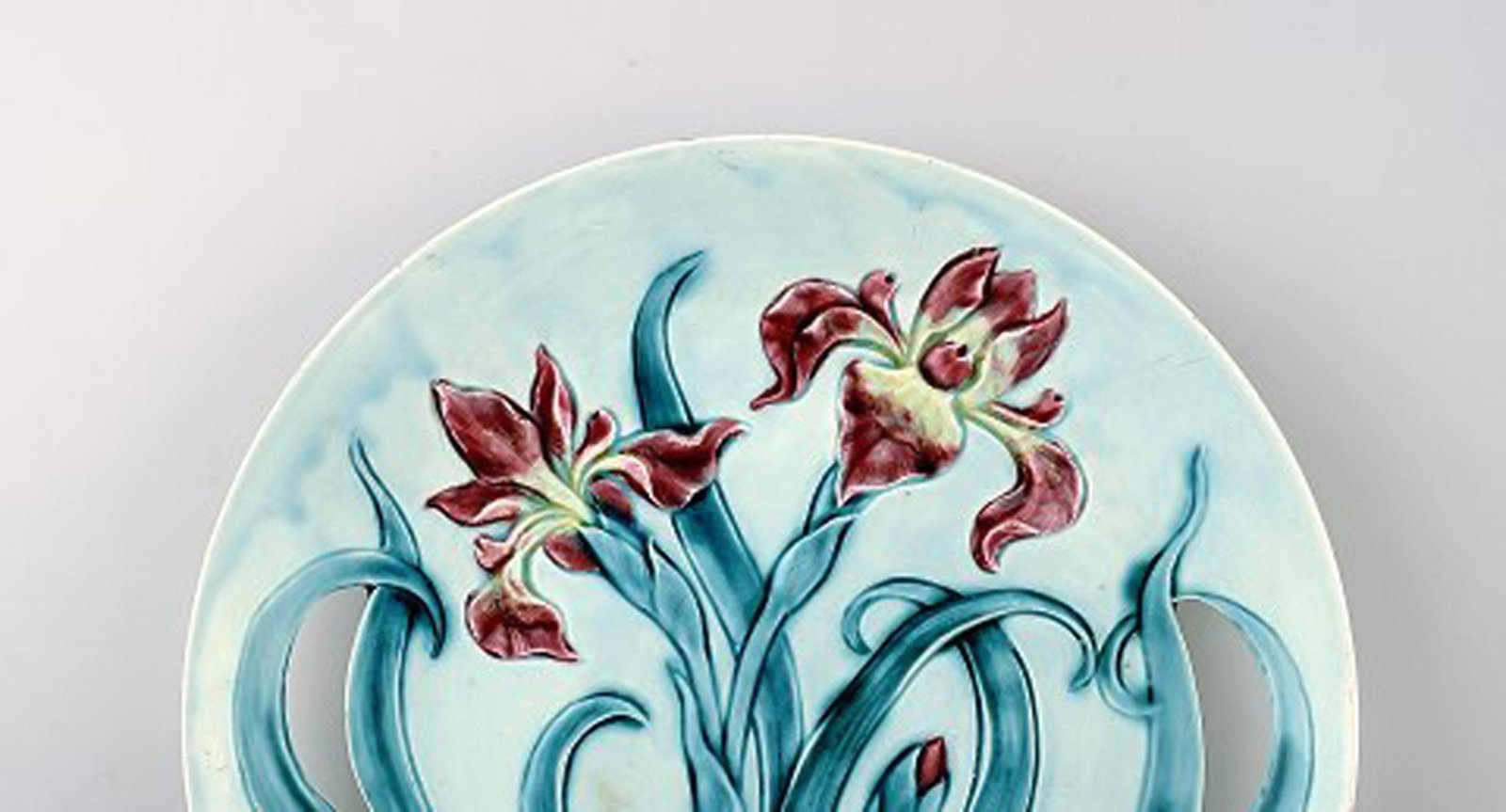 Gustavsberg Art Nouveau earthenware dish decorated with flower. - 2