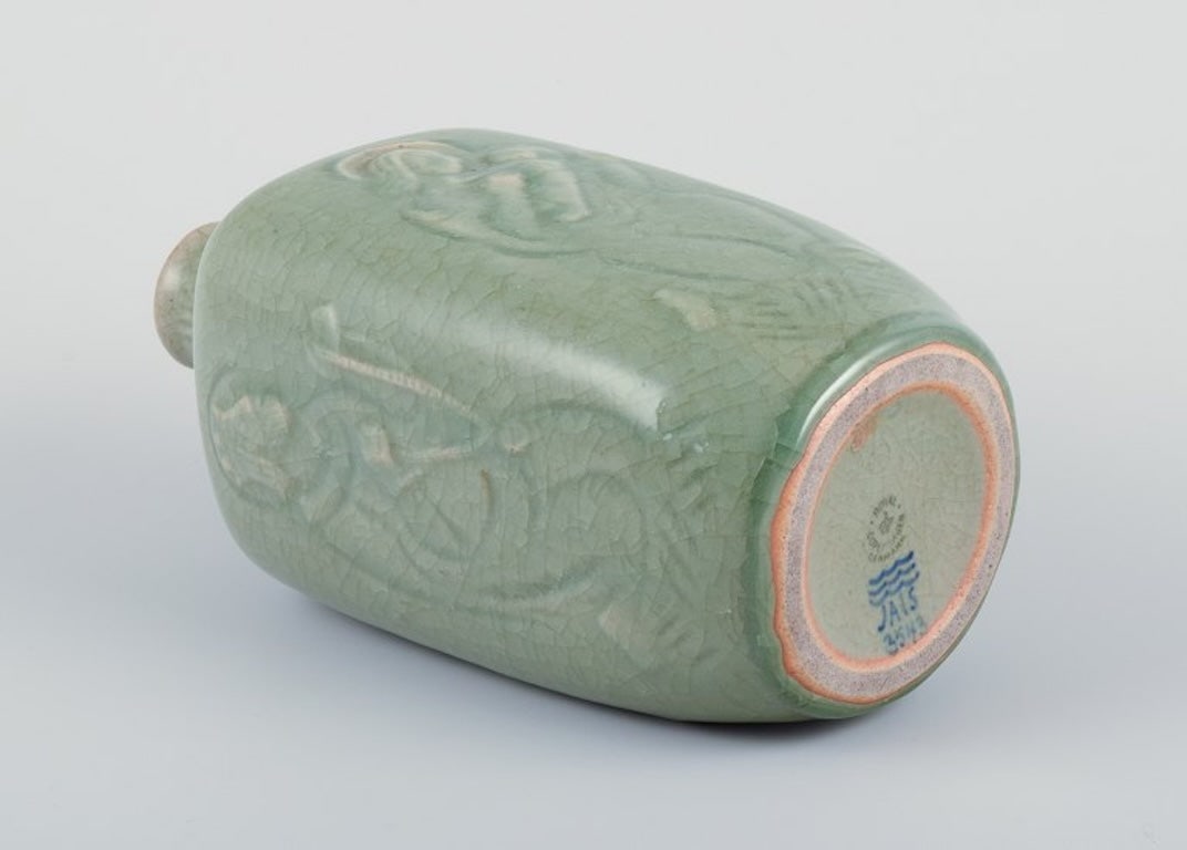 Jais Nielsen for Royal Copenhagen. Ceramic vase in celadon glaze with religious motifs. 1940s. - 7