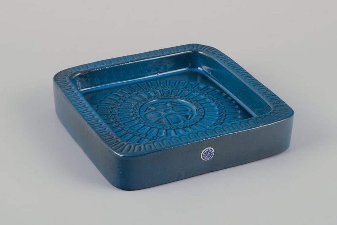 Mari Simmulson for Upsala-Ekeby, Sweden. Square ceramic bowl with geometric pattern. Approximately (1 of 8)