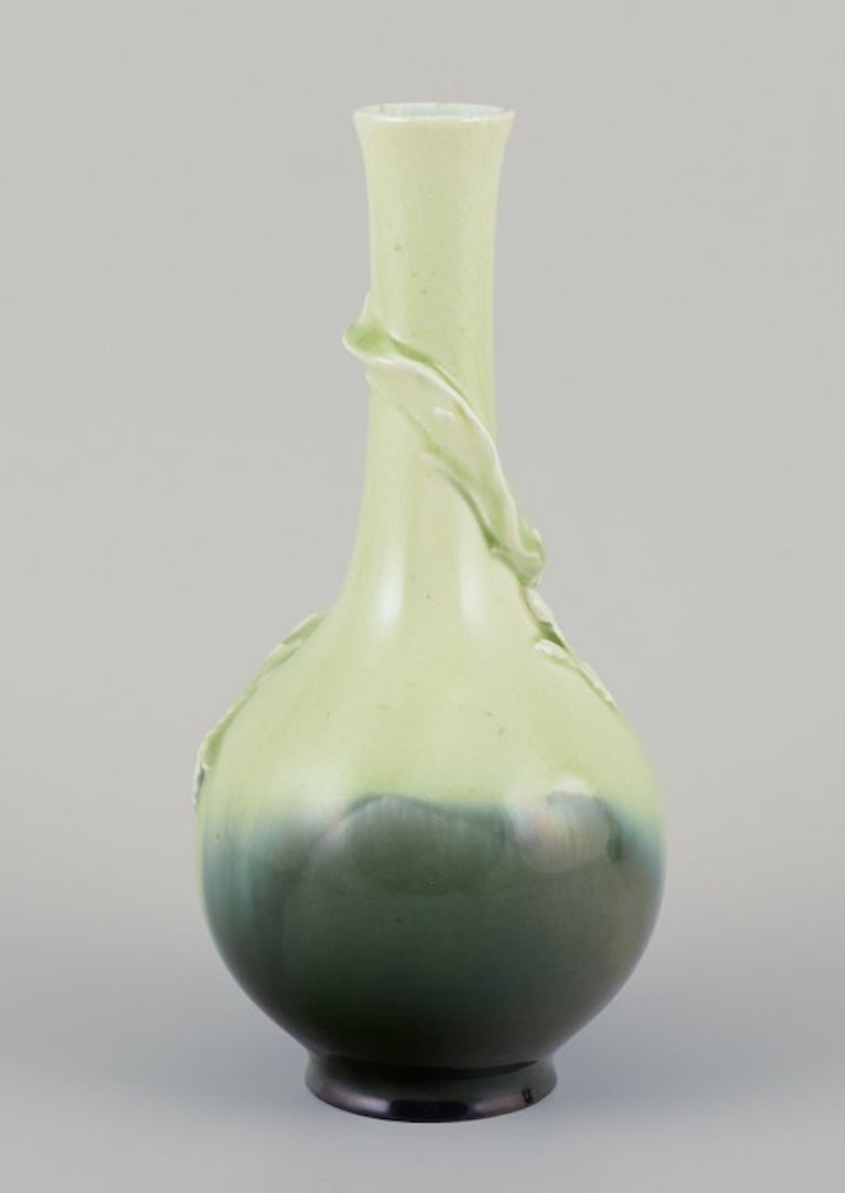 Rörstrand, Sweden. A pair of Art Nouveau faience vases with relief motif of lizards. - 7