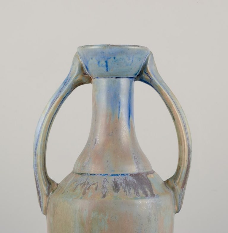 Gilbert Méténier, French ceramicist. Large impressive ceramic vase with double handles. - 5