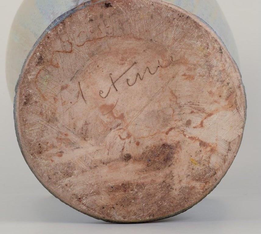 Gilbert Méténier, French ceramicist. Large impressive ceramic vase with double handles. - 9