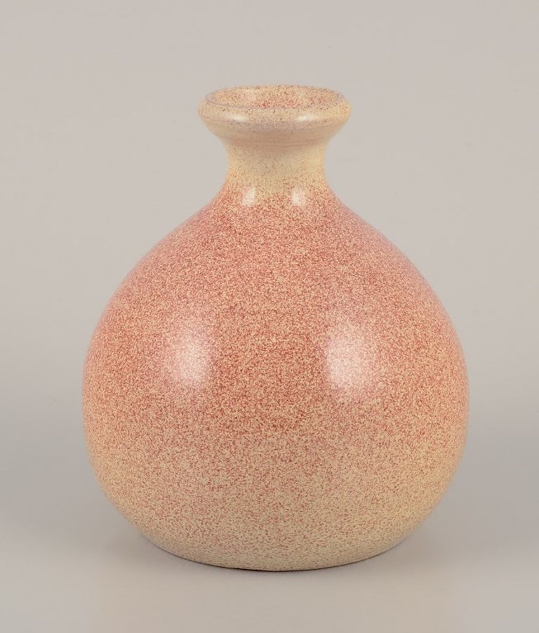 European Studio Ceramist. Unique ceramic vase, round shape. Approximately 1980s. (1 of 6)