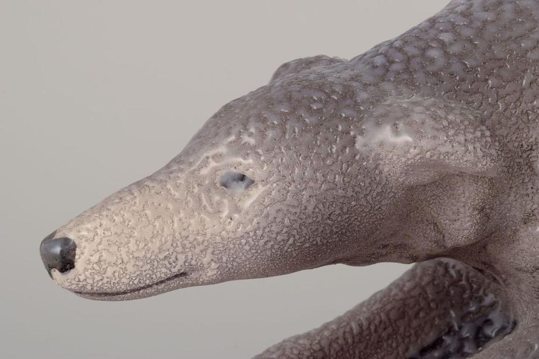 Sevres Vinsare, France. Colossal ceramic sculpture of two running greyhounds. Approx. 1930 - 6