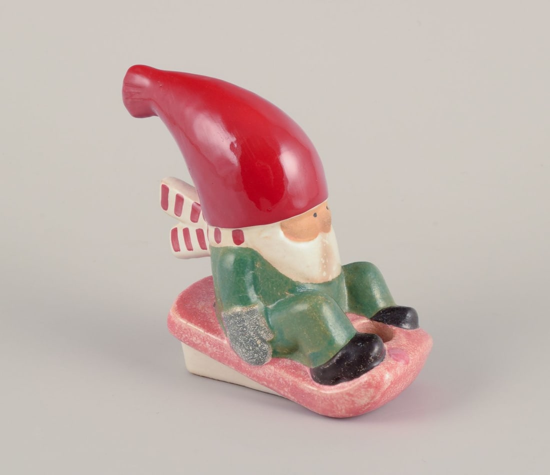 Lisa Larson for Gustavsberg. Candlestick holder. Elf on a sledge. Late 20th C. - 2