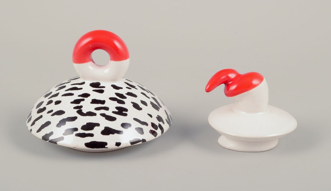 French studio ceramicist. Miniature teapot and sugar bowl. Postmodern abstract style. - 7