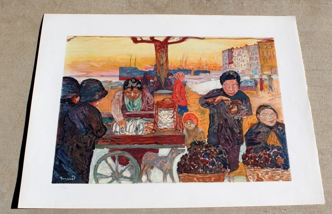 PIERRE BONNARD Color Lithograph on Rives Paper Asian Fish Vendors 259/300 - 2