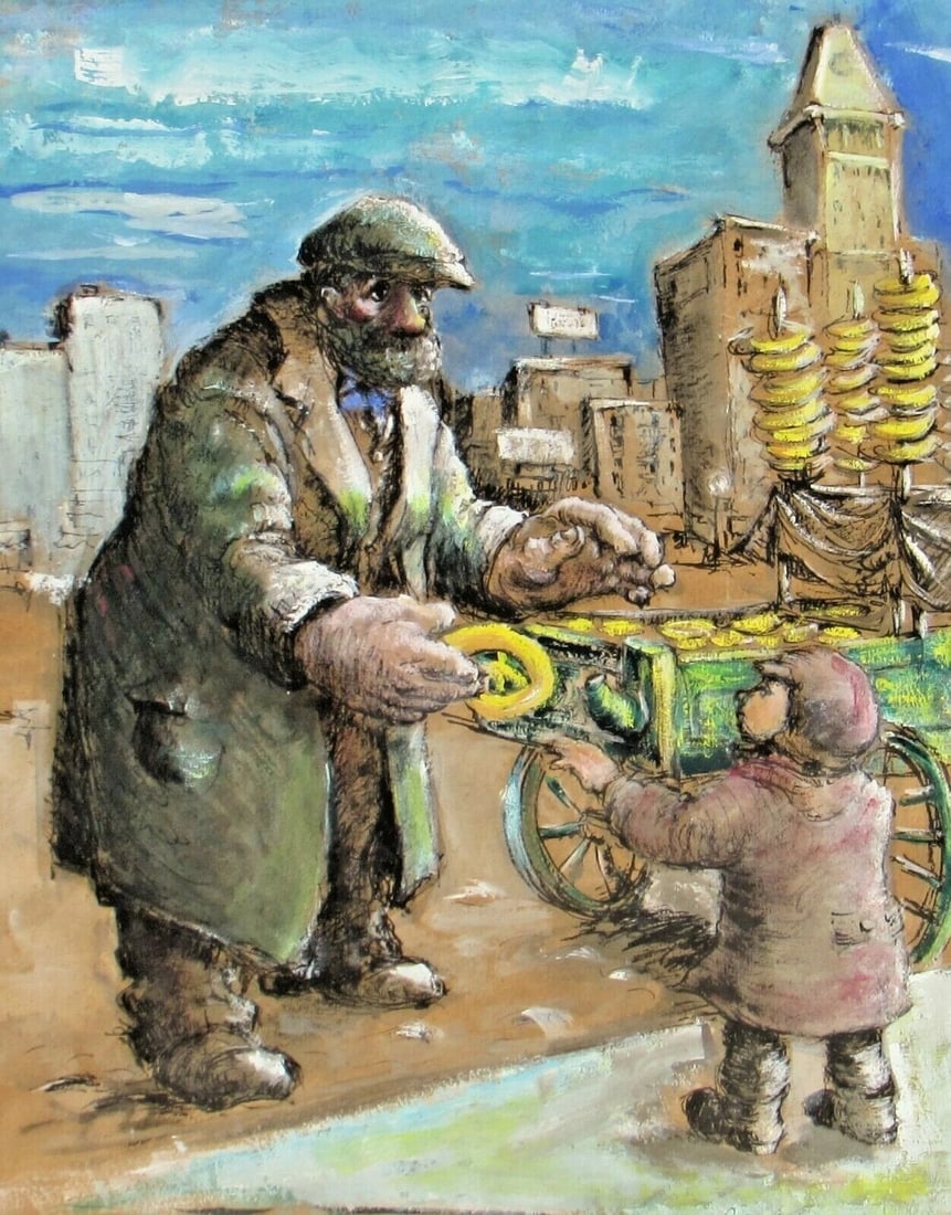 RUBIN ATKINS Mid Century Modernist Pretzel Vendor Mixed Media - 3