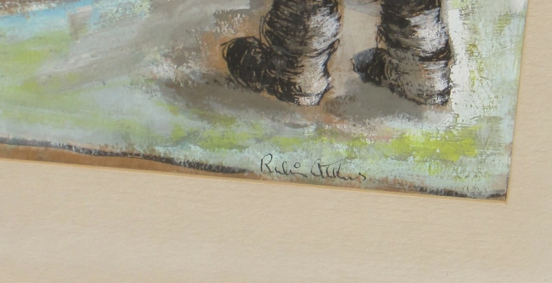 RUBIN ATKINS Mid Century Modernist Pretzel Vendor Mixed Media - 7