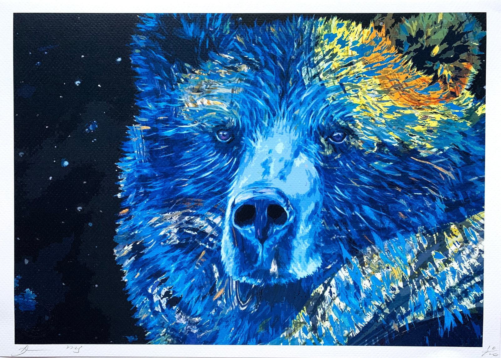 DEATH NYC Van Gogh Bear: Title: DEATH NYC Van Gogh Bear Date/Period:21st Century Materials:Giclee on Fine art 300 gsm paper Size:17 3/4 x 12 1/2 inches Description:Artist: Death NYC, limited edition giclee on paper, out of ed