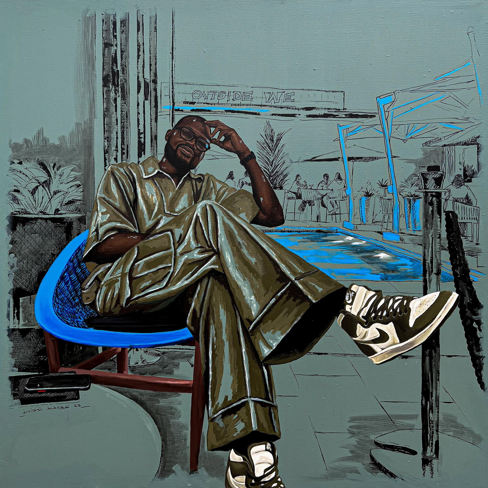Eyitayo Alagbe , We Outside 1 (Escape Route) - 21st Century, Contemporary, Africa, Nike Sneakers,: Title:Eyitayo Alagbe , We Outside 1 (Escape Route) - 21st Century, Contemporary, Africa, Nike Sneakers, 2023 Description:Creator: Eyitayo Alagbe (1997, Nigerian) Creation Year: 2023 Dimensions: Height