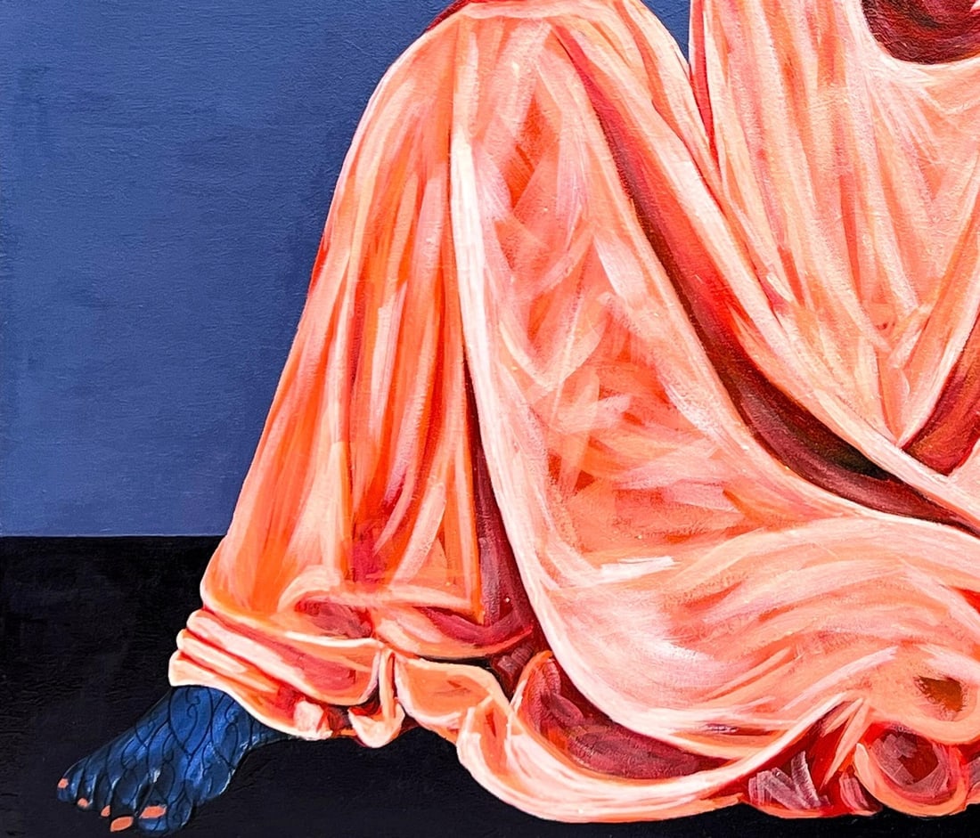 Taiwo Odejinmi, Lady in the Orange dress (All I have is Me) - 21st Century, Contemporary, Women, - 2