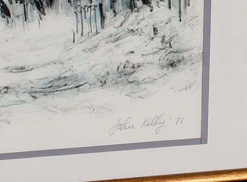 JOHN KELLY Lithograph Winter Scene New York 1971 S/N 11/200 Compare at $1100 - 5