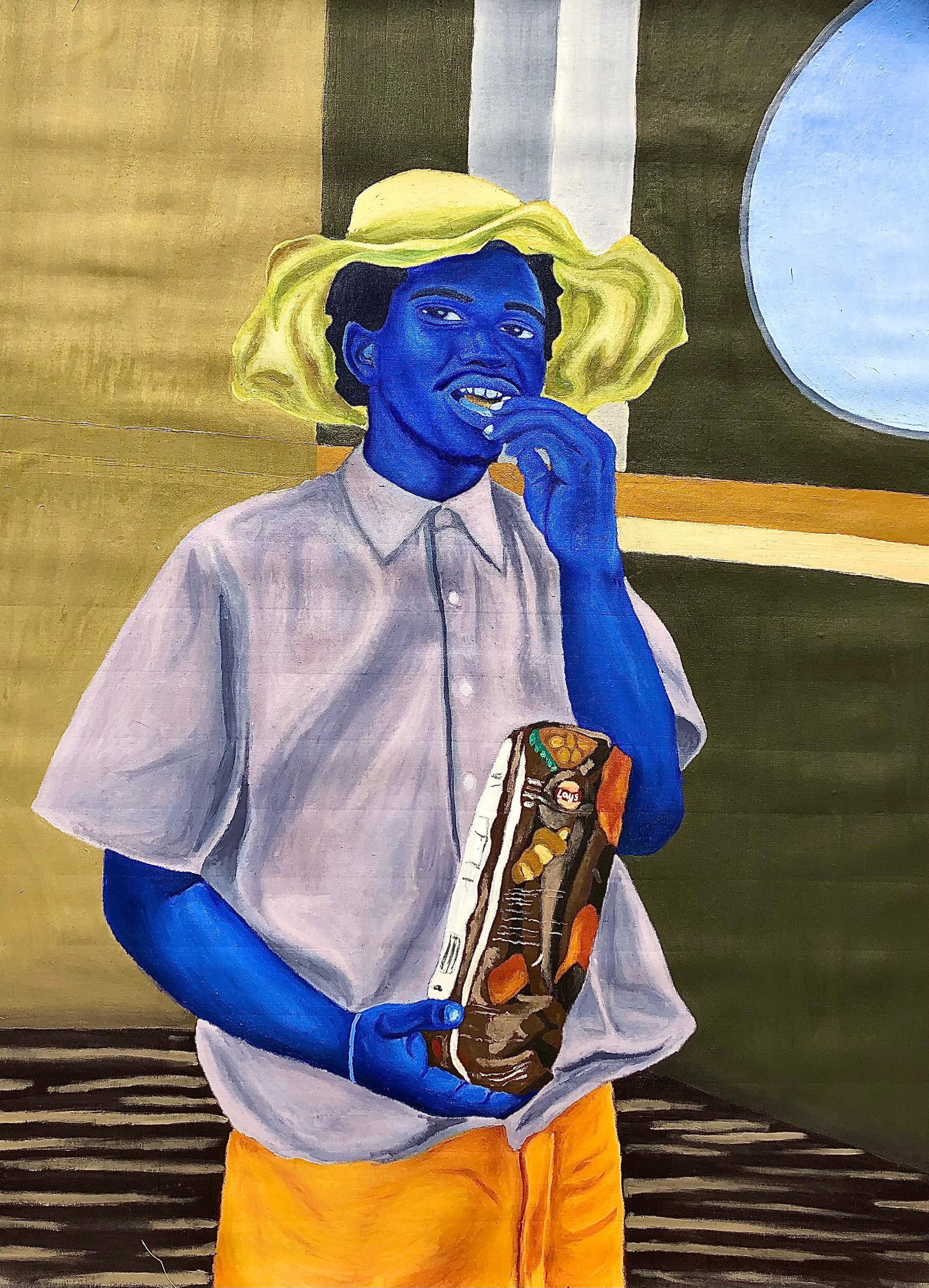 Jason Langa, Skyf Lays - 21st Century, Contemporary, Figurative Portrait, Fashion, Art Deco, 2023: Title:Jason Langa, Skyf Lays - 21st Century, Contemporary, Figurative Portrait, Fashion, Art Deco, 2023Description:Creator: Jason Langa (1997, South African) Creation Year: 2023 Dimensions: 