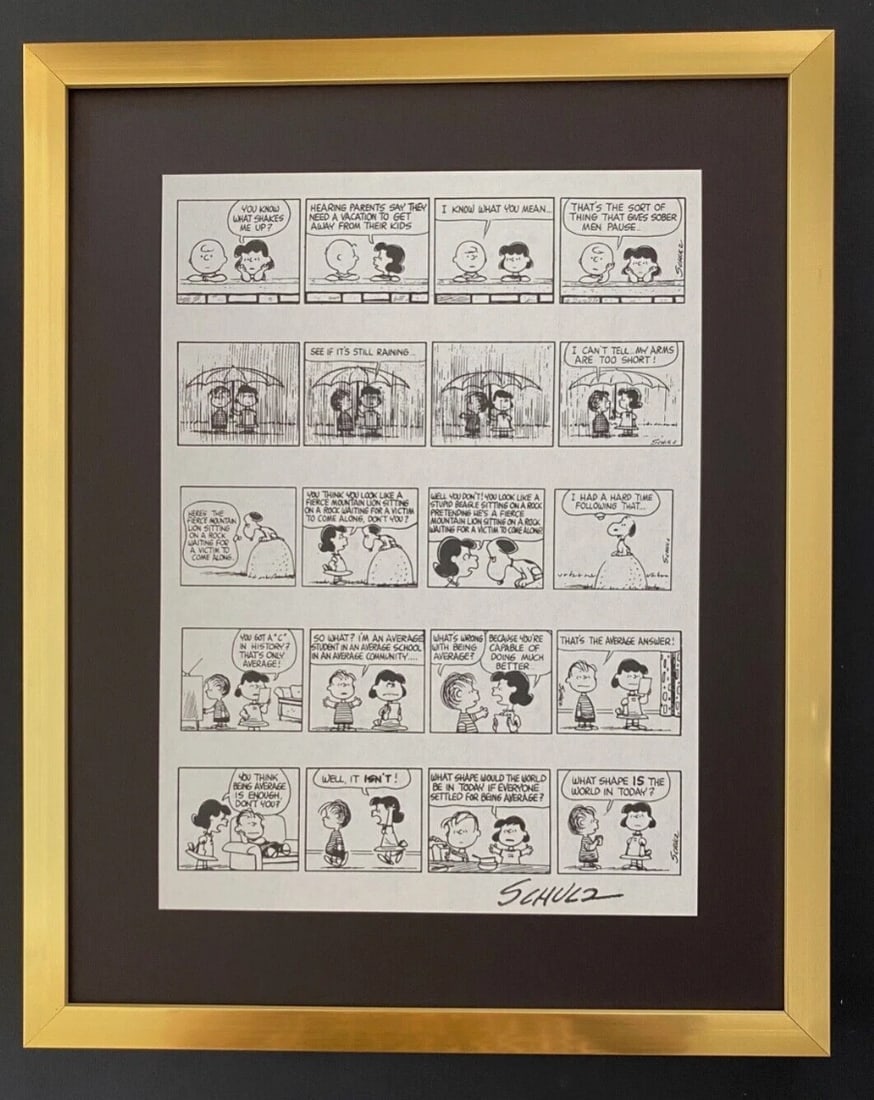 CHARLES SCHULZ Set of 6 Signed Vintage 1968 Peanuts SNOOPY Cartoons FRAMED - 7