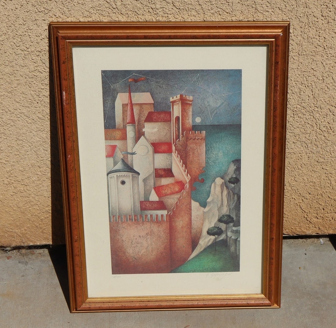 PAOLO GRIMALDI Fantasy Castle S/N Lithograph Dreaming Villages series 30/300 (1 of 7)