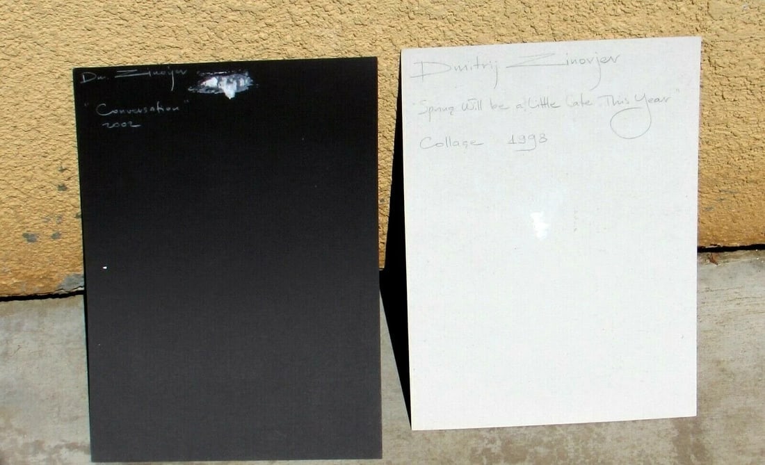 Dmitry Zinoviev Pair of Modernist Paper Collages on Card both Signed/Dated - 3