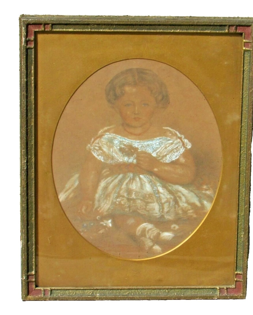Victorian Turn of Century Young Female Child Pastel - 2