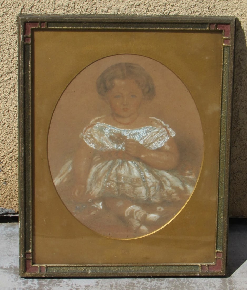 Victorian Turn of Century Young Female Child Pastel - 5