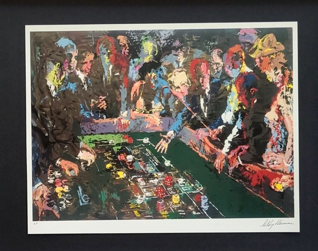 LEROY NEIMAN + 1980's VINTAGE SIGNED PRINT FRAMED VEGAS CRAPS - 2