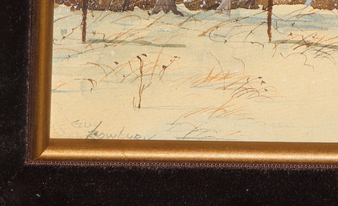GUY ROWBURY Original Acrylic painting Snow Falling on a Farm in Winter Early 70s - 4