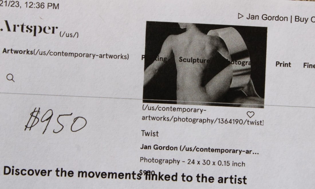 JAN DEE GORDON Back of a Female "TWIST" 2/20 Archival Pigment Print COA $950 - 6