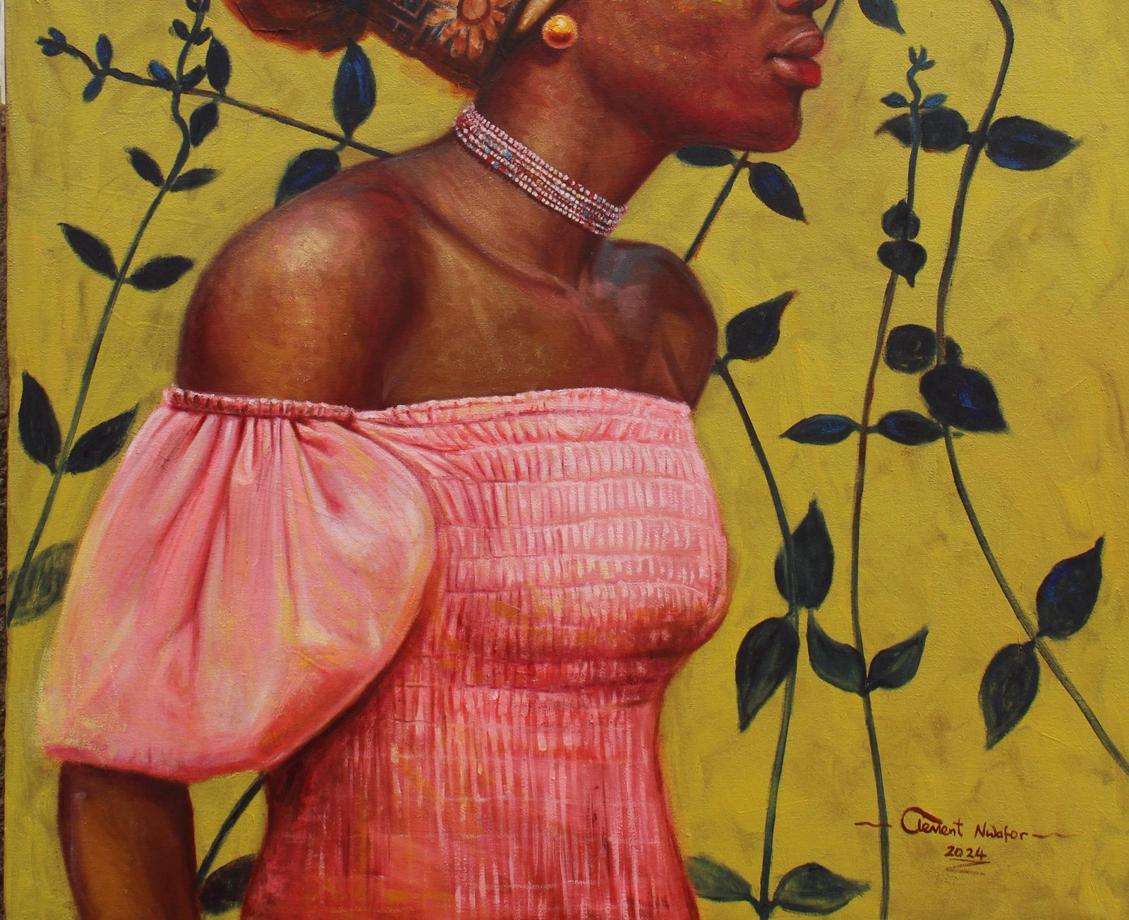 Clement Mmaduako Nwafor, Halo of Blooms - 21st Century, Contemporary, Figurative, Oil, Women - 2