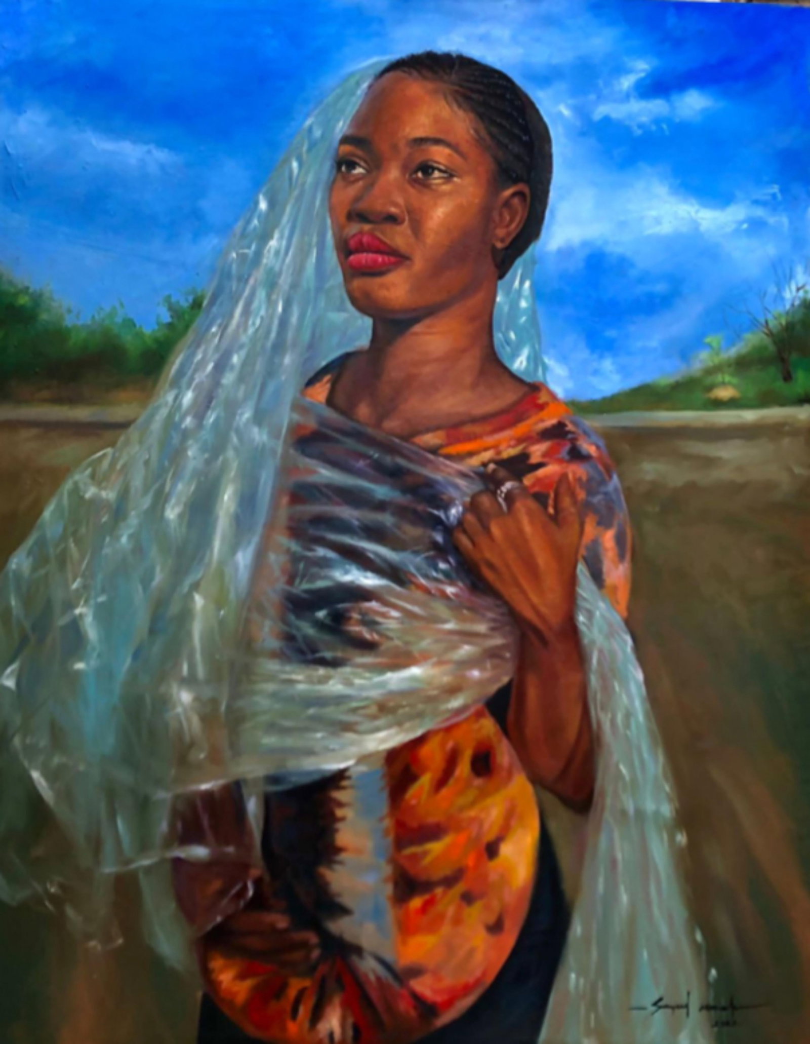 Sayeed Momoh, Kyalli (Glitter) - 21st Century, Expressionist, Figurative Portrait, Oil, Women, 2023 - 6