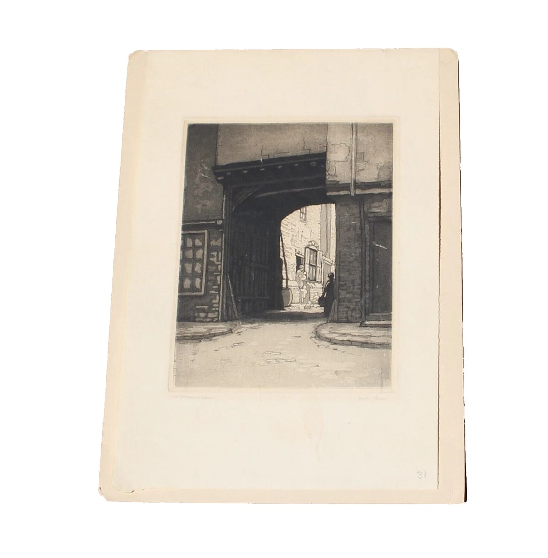 DOROTHY F. SWEET Etching Old Gateway in Ipswich England - 2
