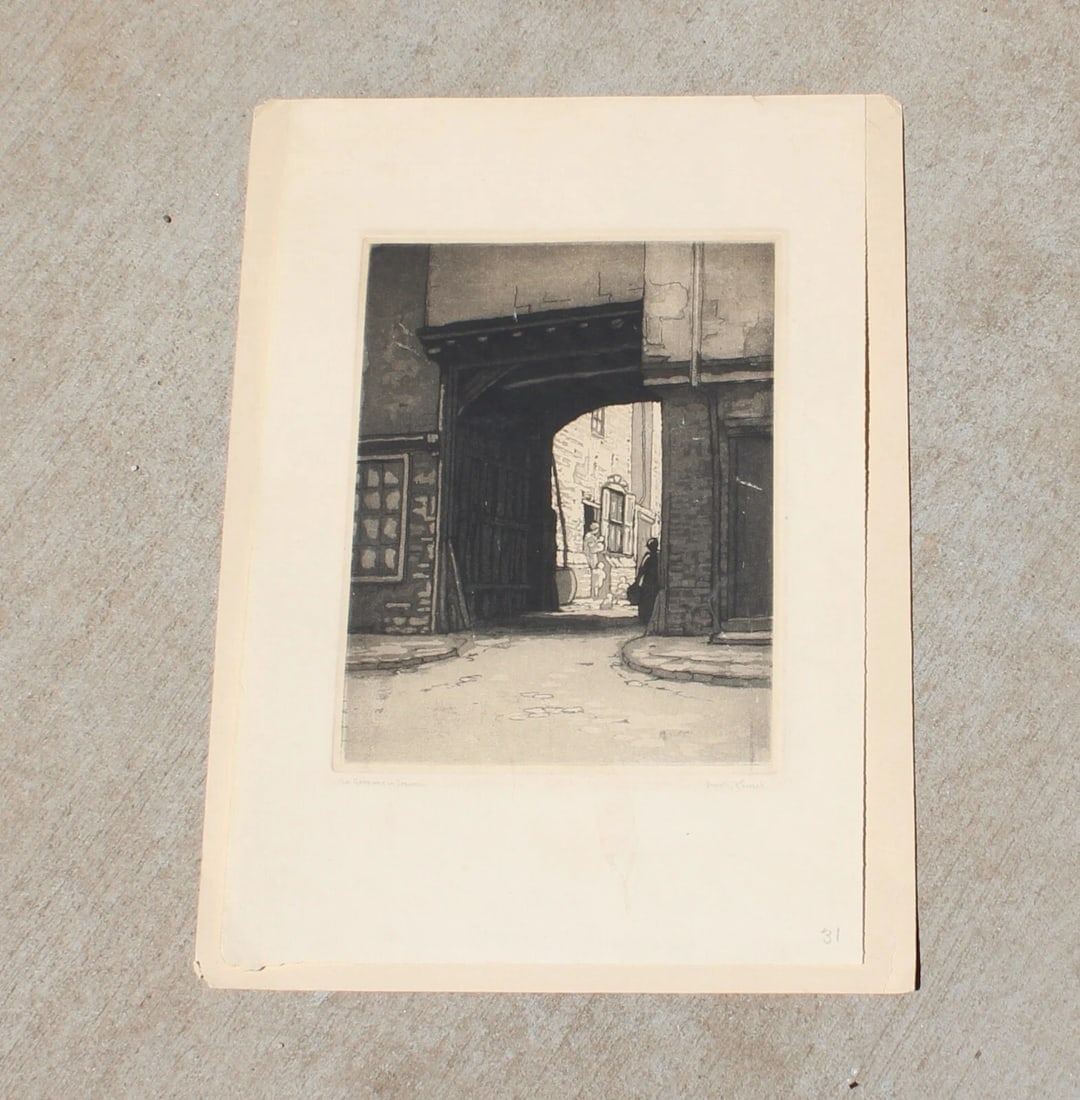 DOROTHY F. SWEET Etching Old Gateway in Ipswich England - 3