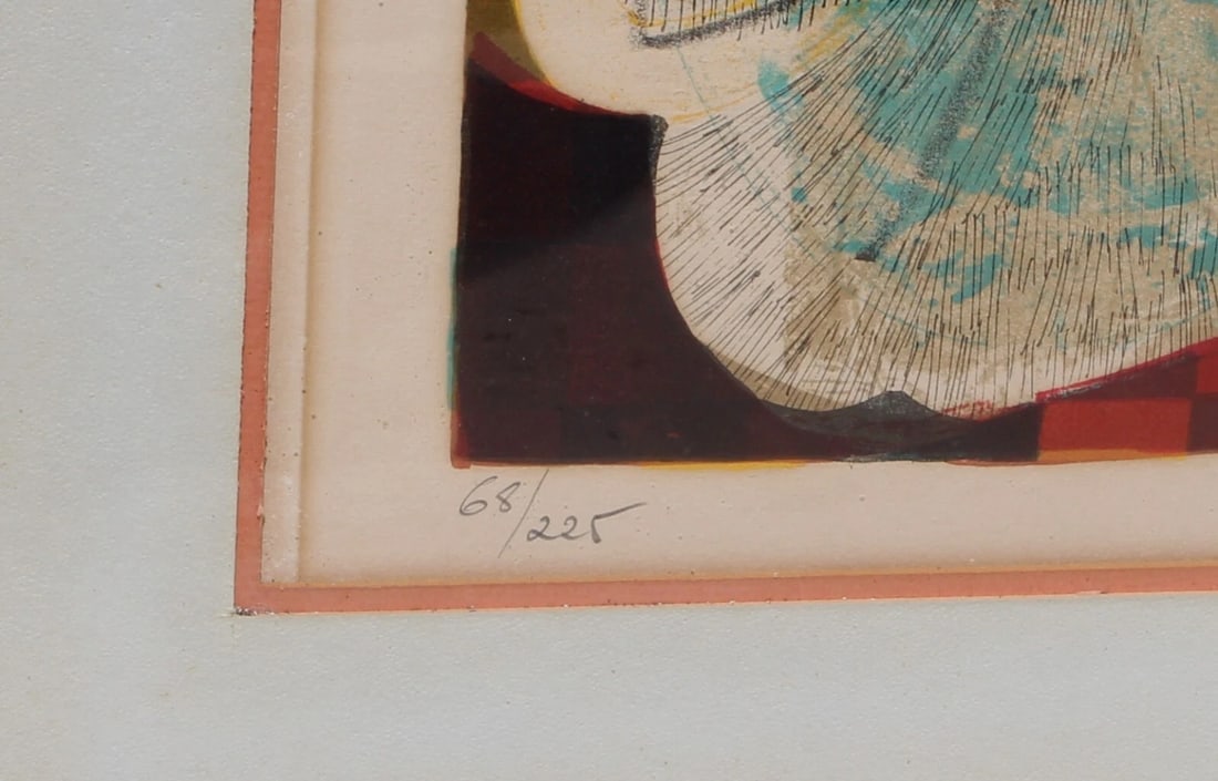 SUNOL ALVAR Two Figures with a Flute color lithograph S/N 68/225 - 4