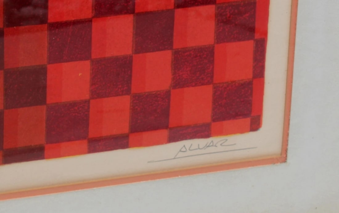 SUNOL ALVAR Two Figures with a Flute color lithograph S/N 68/225 - 5