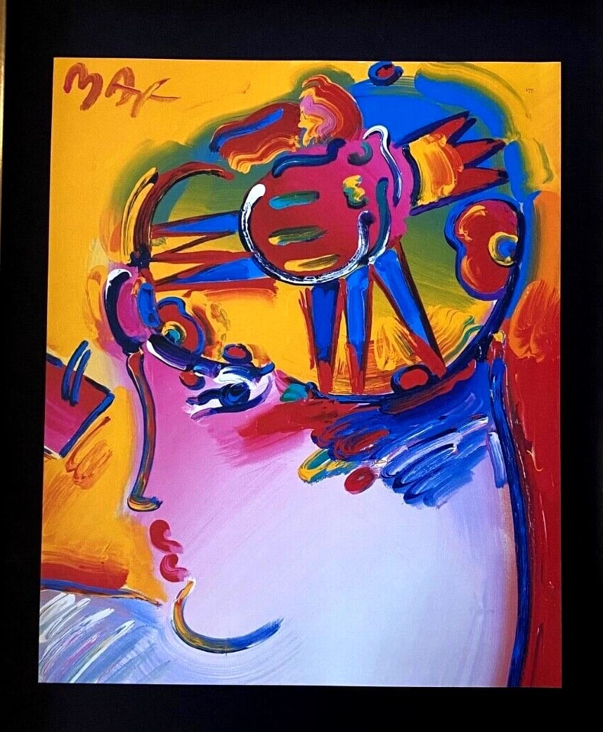 Peter Max | Angel Vintage Print Signed | Framed Large 16x12in. Gold Pop Art - 2
