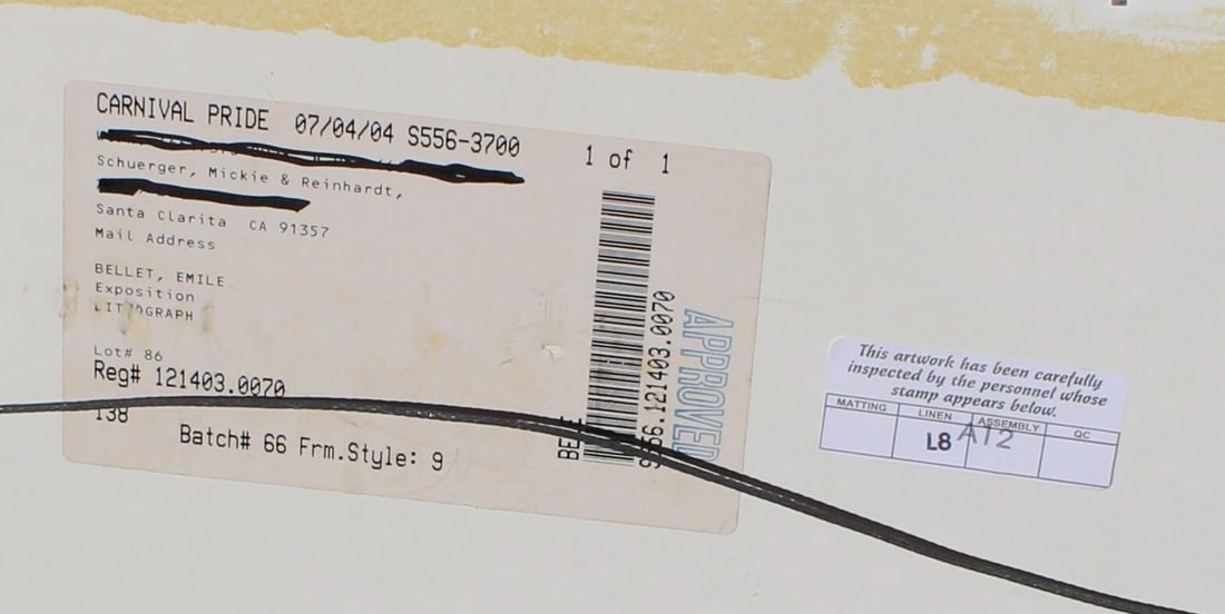 EMILE BELLET Artist's Proof Lithograph "Exposition" Fauvist Woman in Yellow Gown - 8