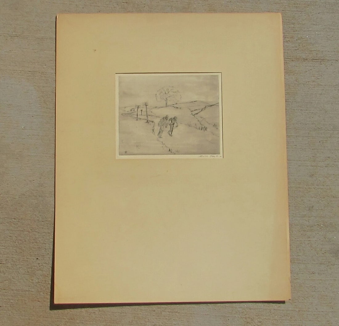 ARIES FAYER Listed Hungary/California Figures Walking Etching - 4