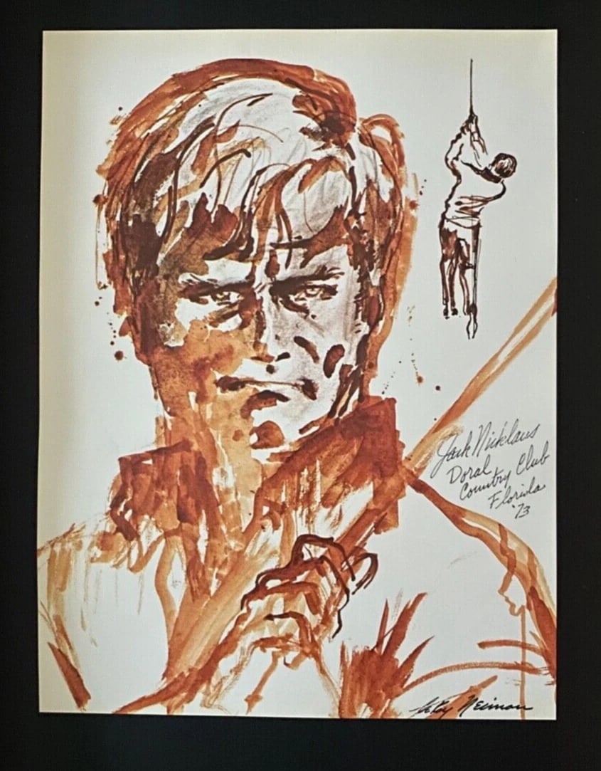 LEROY NEIMAN + JACK NICKLAUS + CIRCA 1970'S + SIGNED PRINT FRAMED!! - 2