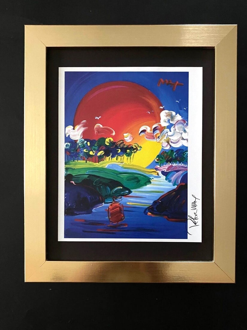Peter Max Vintage Signed Print Framed 10x8 Collectible Pop Art: Title:Peter Max Vintage Signed Print Framed 10x8 Collectible Pop ArtDescription:Vintage Offset Lithograph after Peter Max Facsimile Signed This piece is mounted on a 10 x 8 in. black acid free black