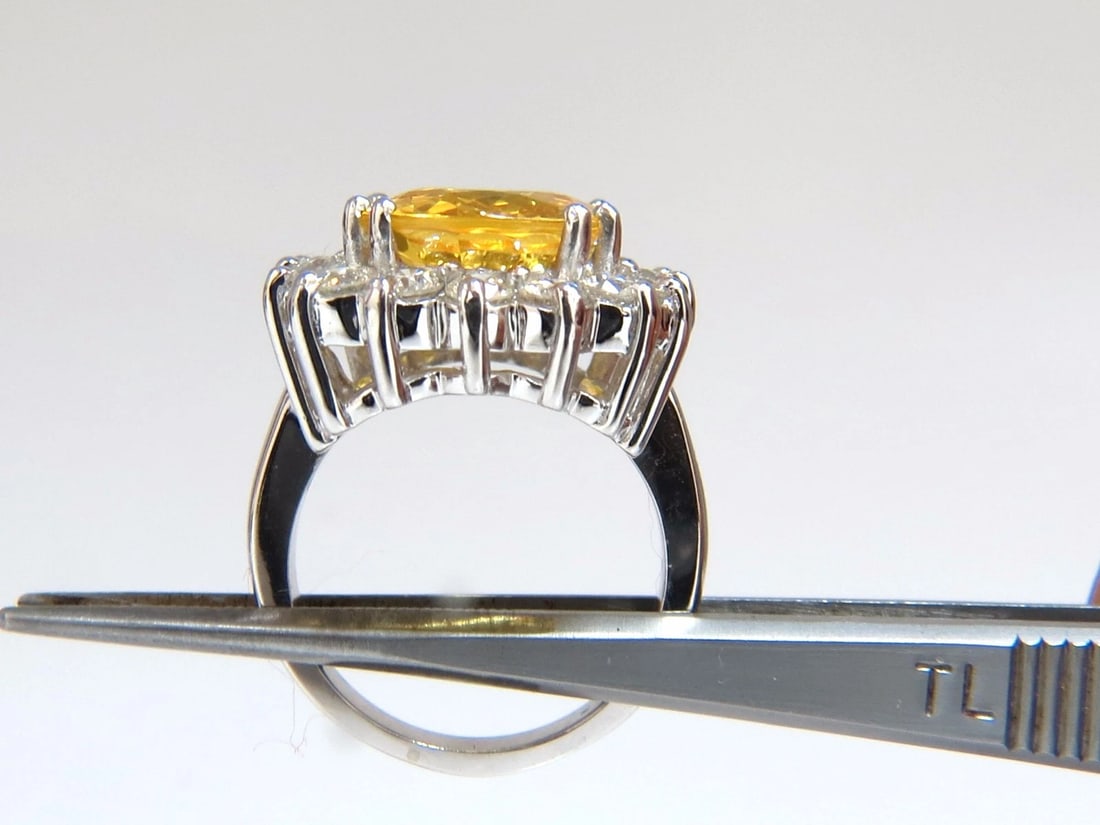 11.81ct Natural Yellow Sapphire diamonds ring 14kt Canary Bright - 4