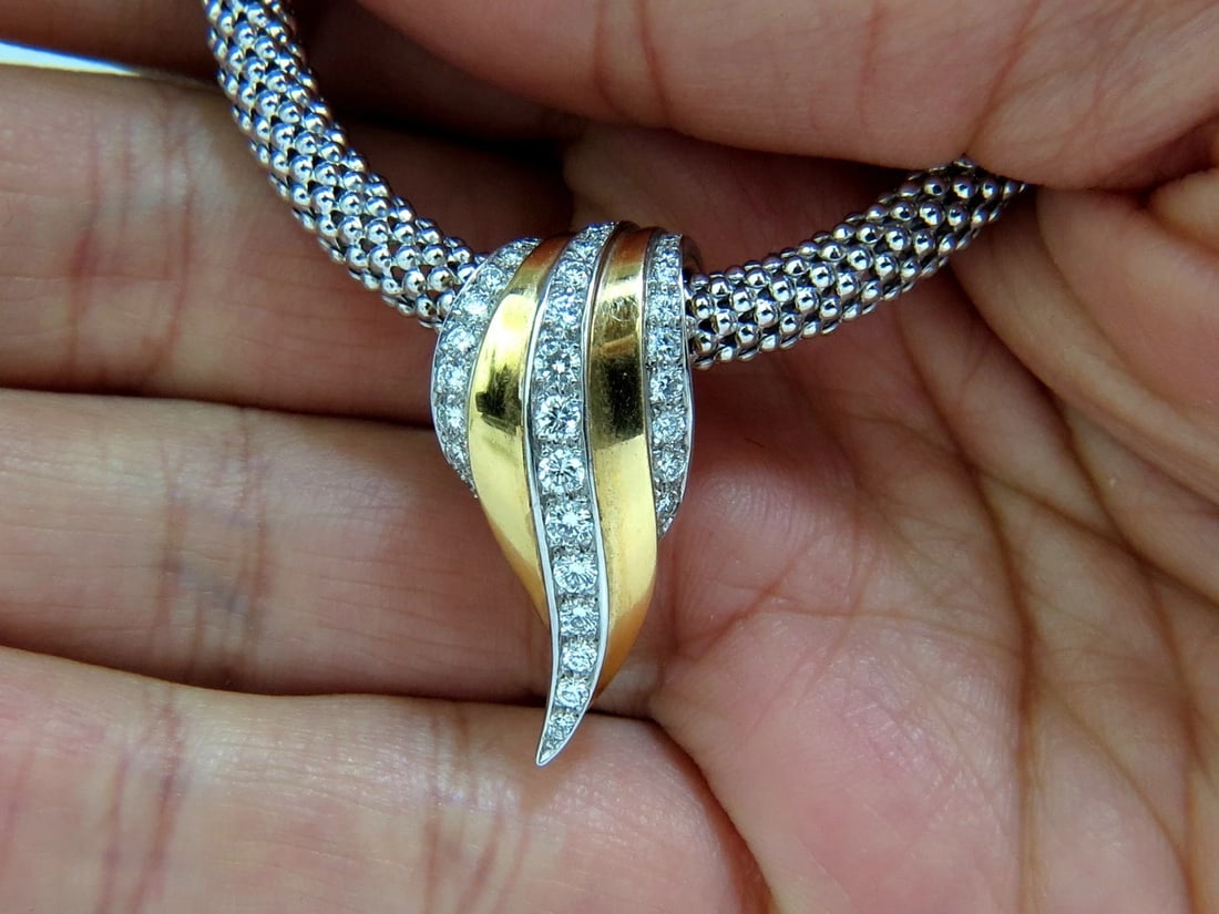 1.00CT DIAMONDS SLOPE ENHANCER DIAMOND SLIDE 5MM BEADED NECKLACE 14KT+** - 2