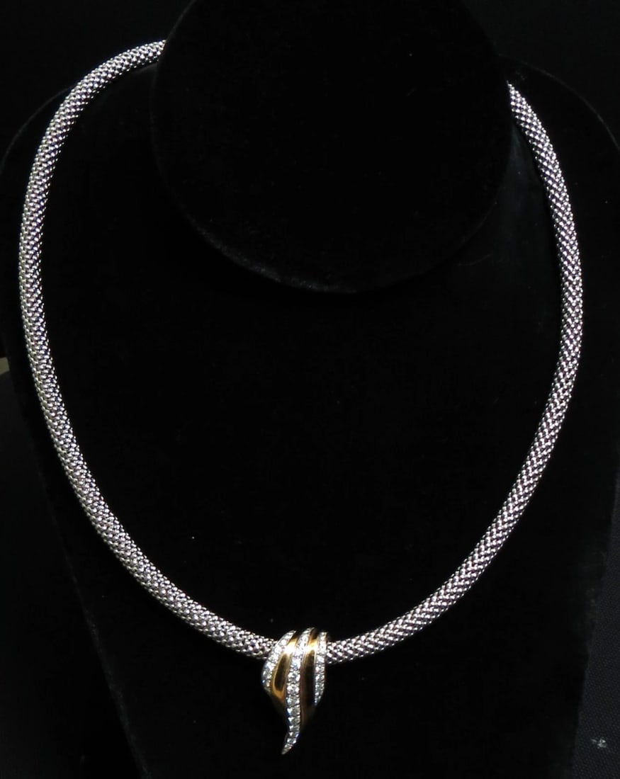 1.00CT DIAMONDS SLOPE ENHANCER DIAMOND SLIDE 5MM BEADED NECKLACE 14KT+** - 3