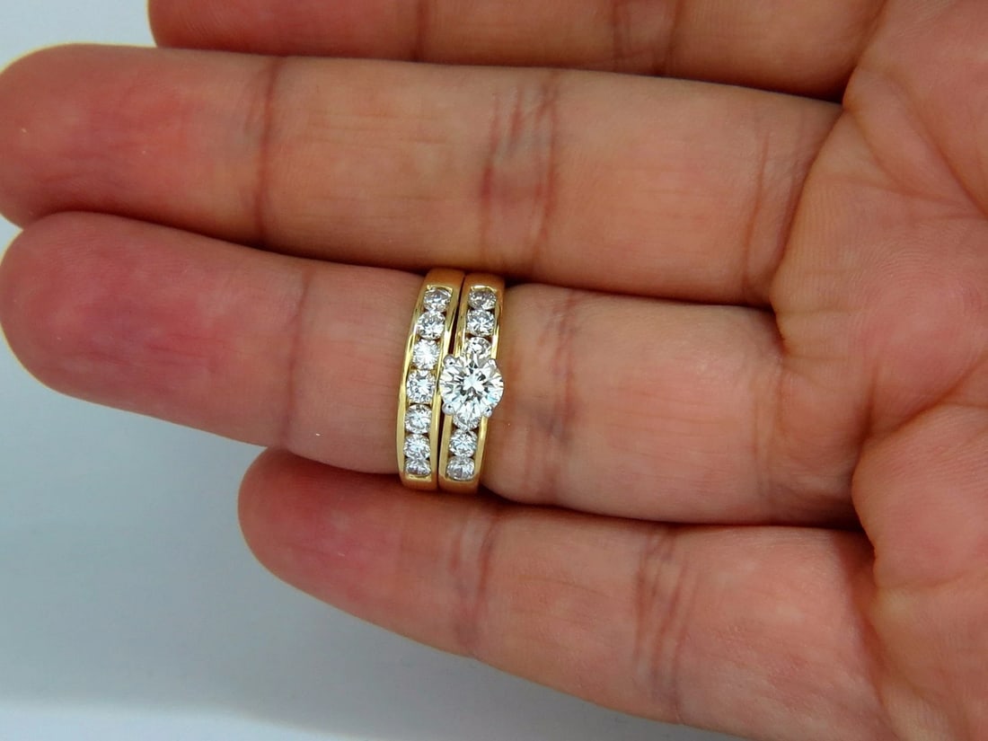 GIA Certified 2.01ct natural round diamond ring +band 18kt + - 4