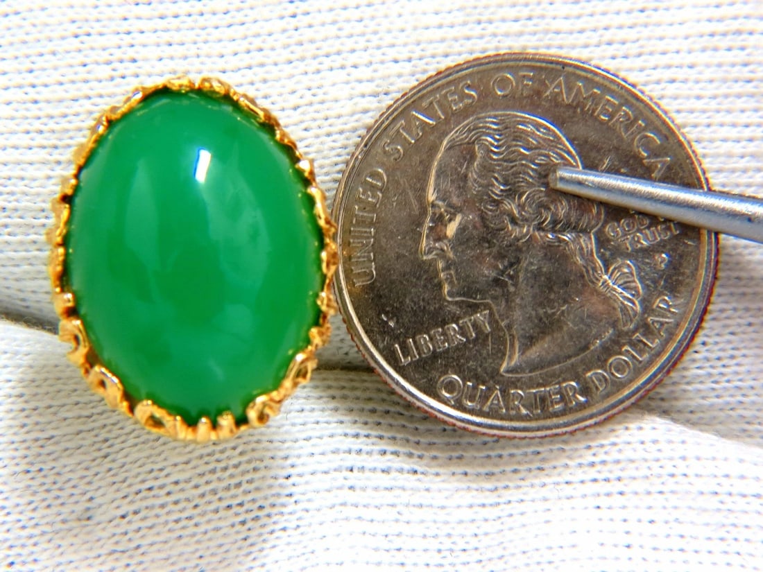 24ct Green Stone Earring Clips 14kt gold** - 4