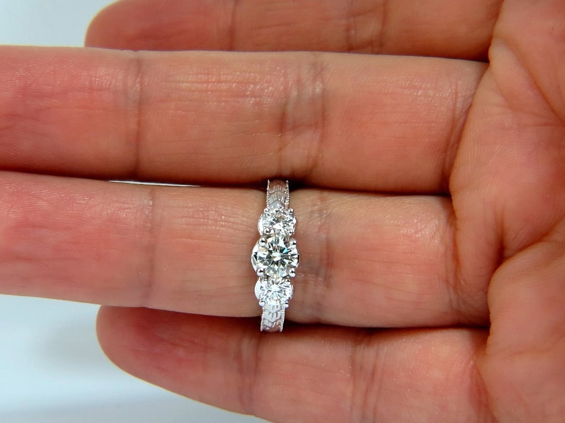 1.09CT NATURAL ROUND BRILLIANT DIAMOND RING CLASSIC THREE ENGAGEMENT+ - 5