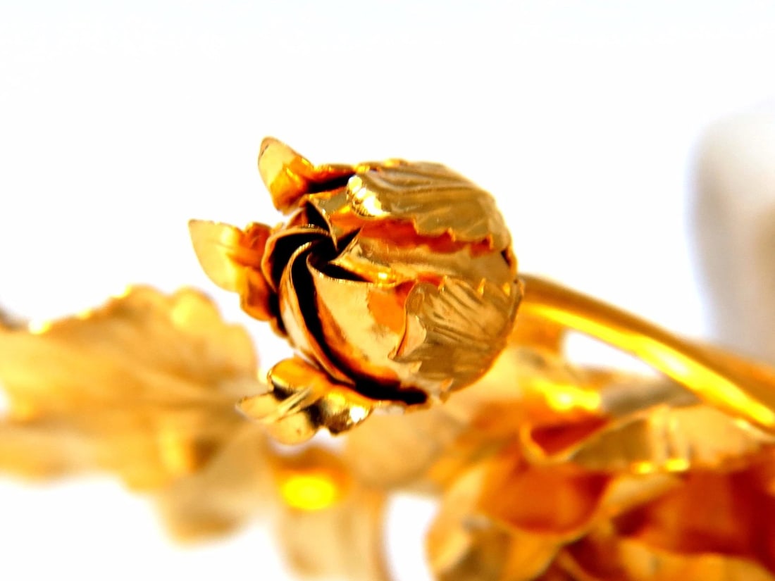 Floral Bundle Still Life Roses Brooch Pin 14kt+** - 3