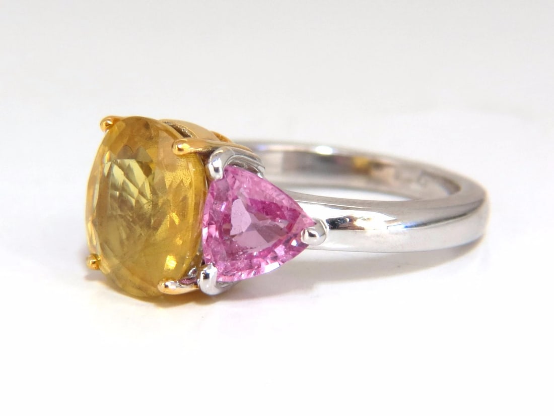 6.55ct Natural yellow sapphire ring 14kt.+ - 2